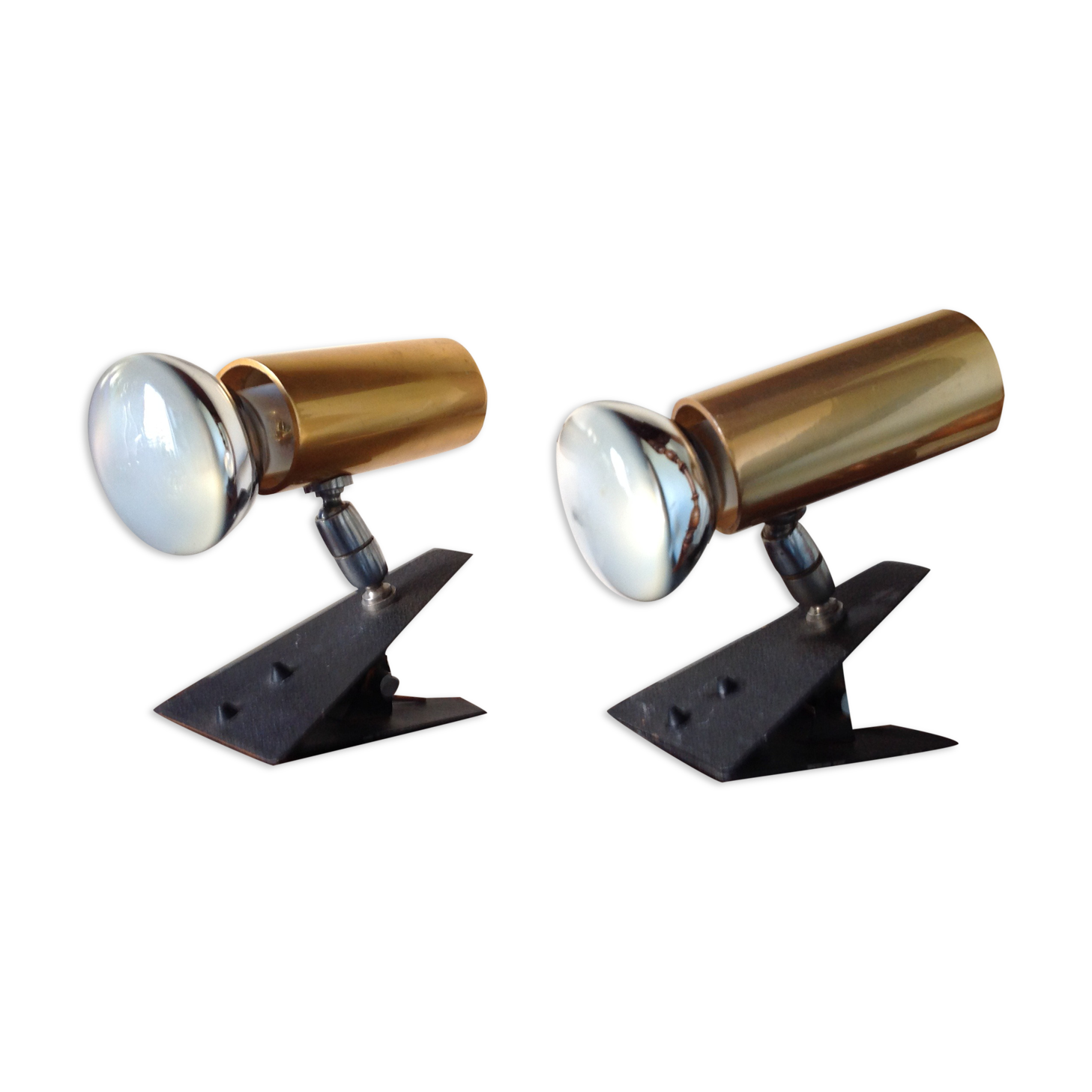 Paire de lampes spots à pince, vintage, années 70