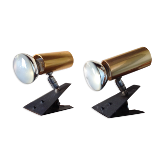 Pair of clip spotlight lamps, vintage, 70s