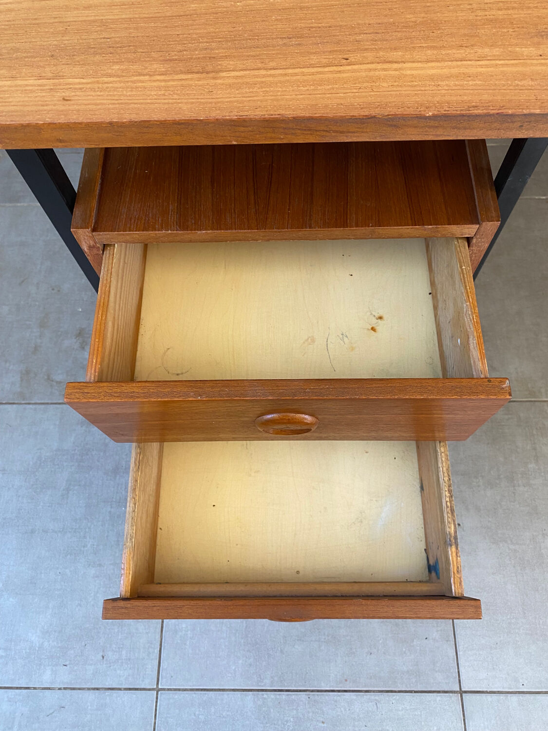 Vintage teak and metal desk