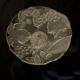 Fruit bowl, made of glass, with frosted decoration and base, luminous.