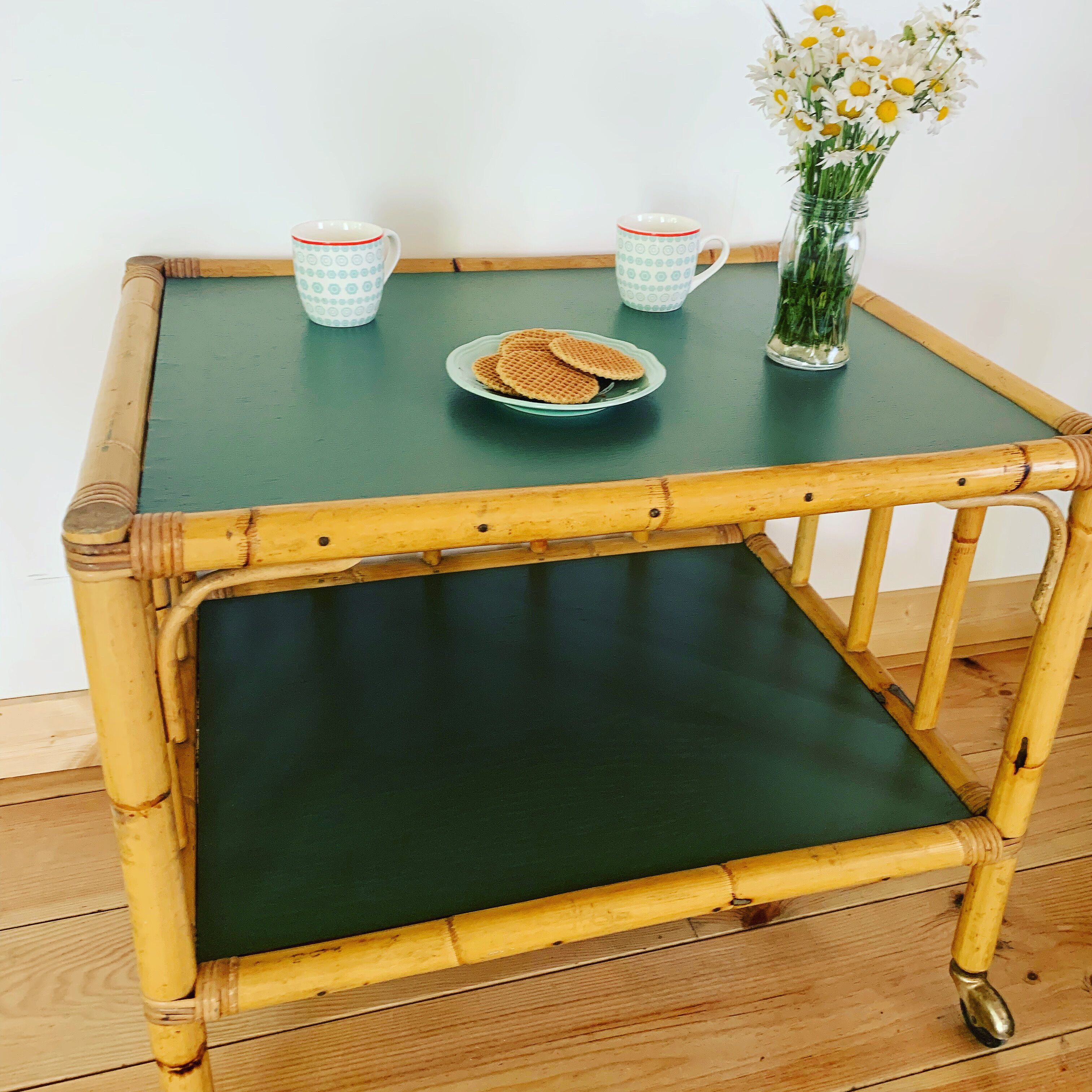Rattan coffee table from the 1950s