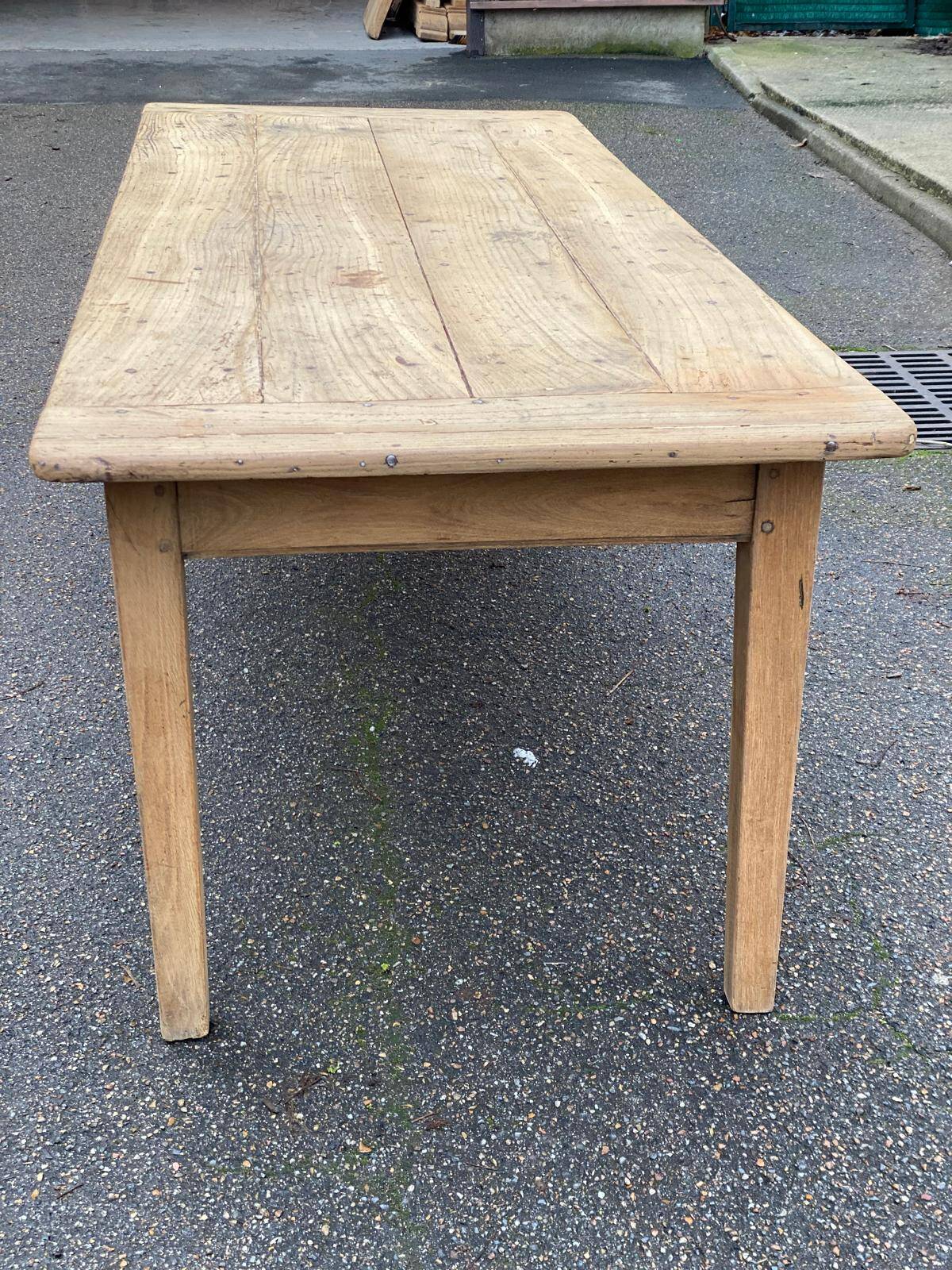 Table de ferme rénovée en chêne massif du 18ème avec tiroir 220cm