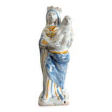Vierge d'accouchée couronnée XVIIIe en faïence de Nevers