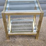 Side table in gold metal and chrome