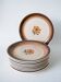 Set of 9 flat plates in Gien stoneware with flowers 1970