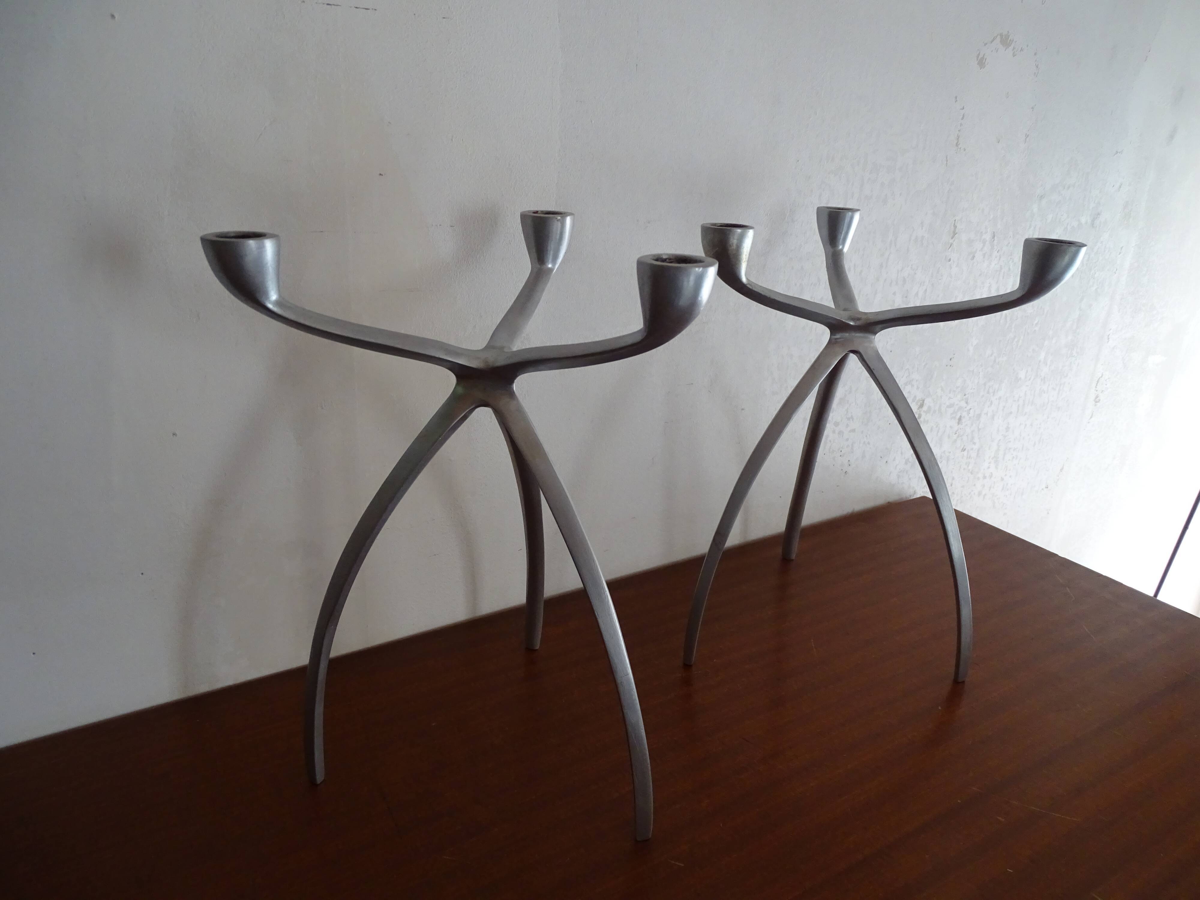 Pair of candlestick candlesticks design 3 metal lights
