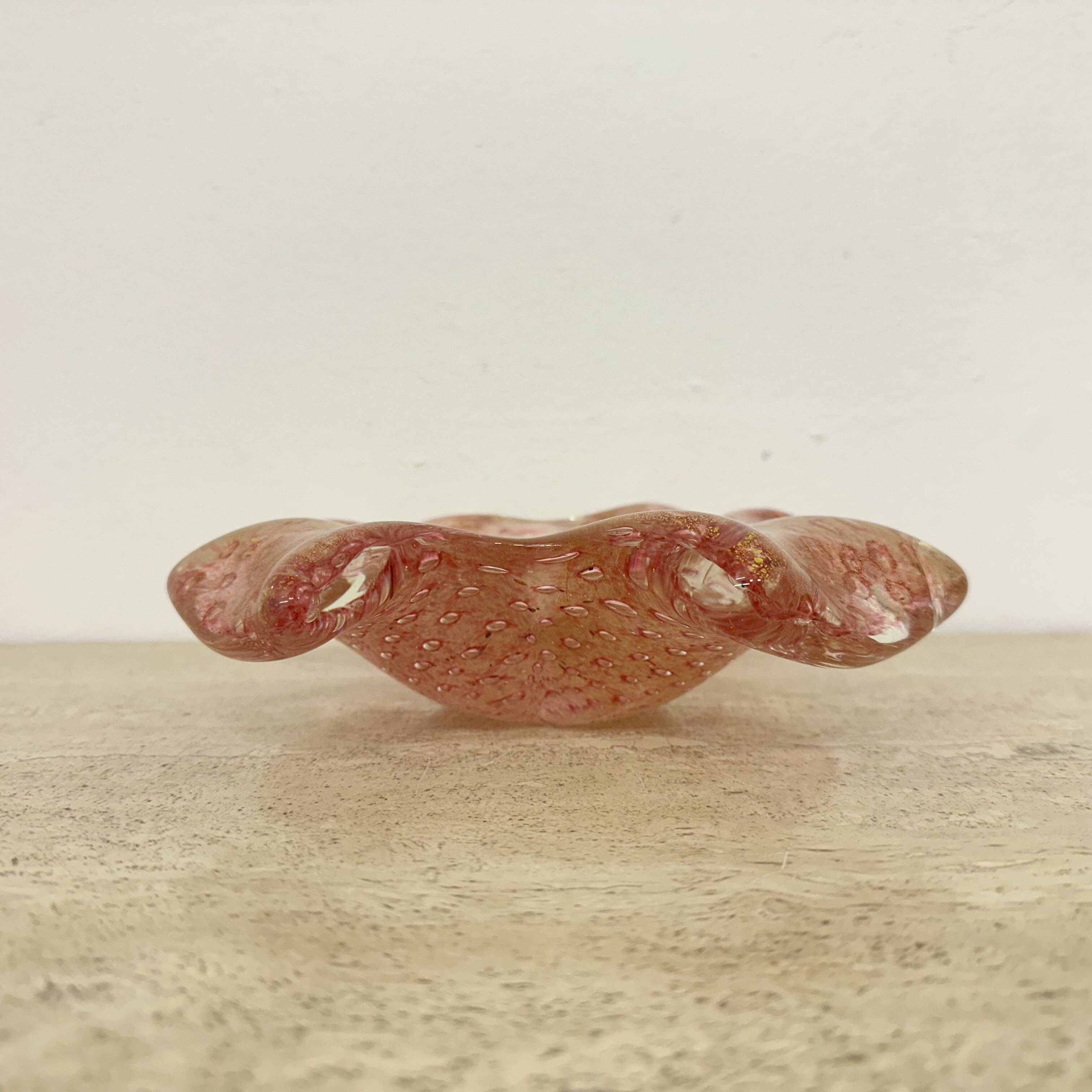 Mid century Murano glass pink bowl , 1970s