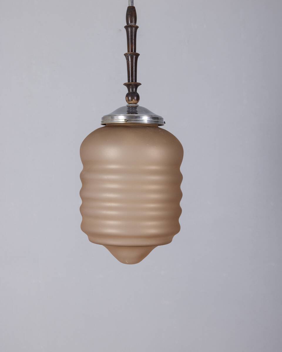 Vintage 1950s pink glass pendant lamp, Italian design