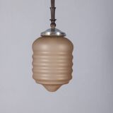 Vintage 1950s pink glass pendant lamp, Italian design