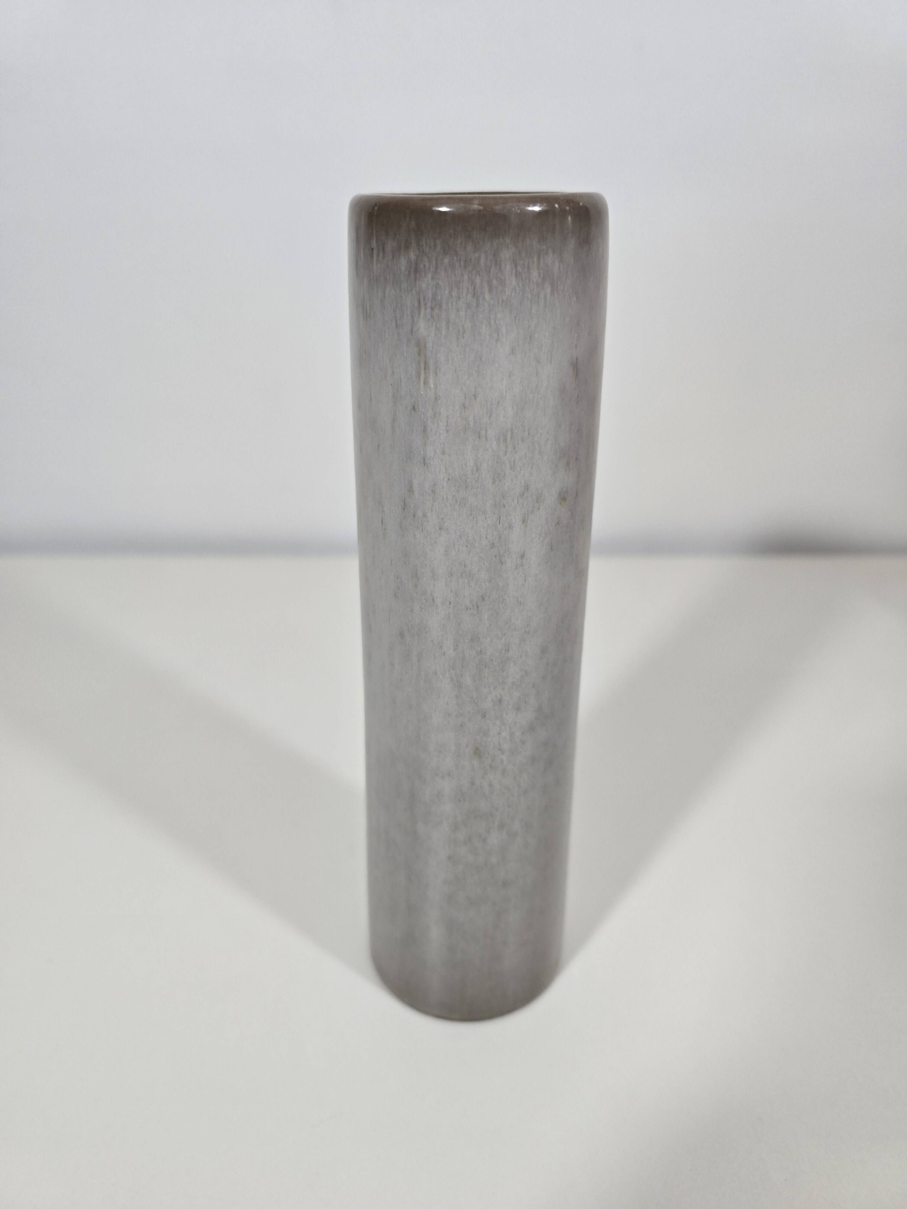 Jacques & Dani Ruelland Grey glazed ceramic roller vase