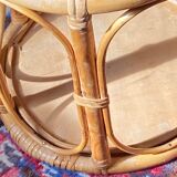 Table tasse d’appoint en rotin chevet guéridon en osier vintage ronde