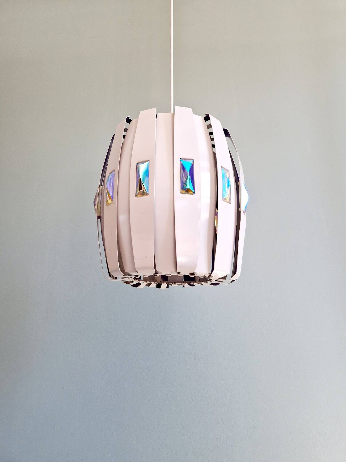 Scandinavian pendant light in metal and prismatic glass, Werner Schou, 1960-70
