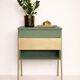 Vintage 1970s work table with a foldable top and drawer.
