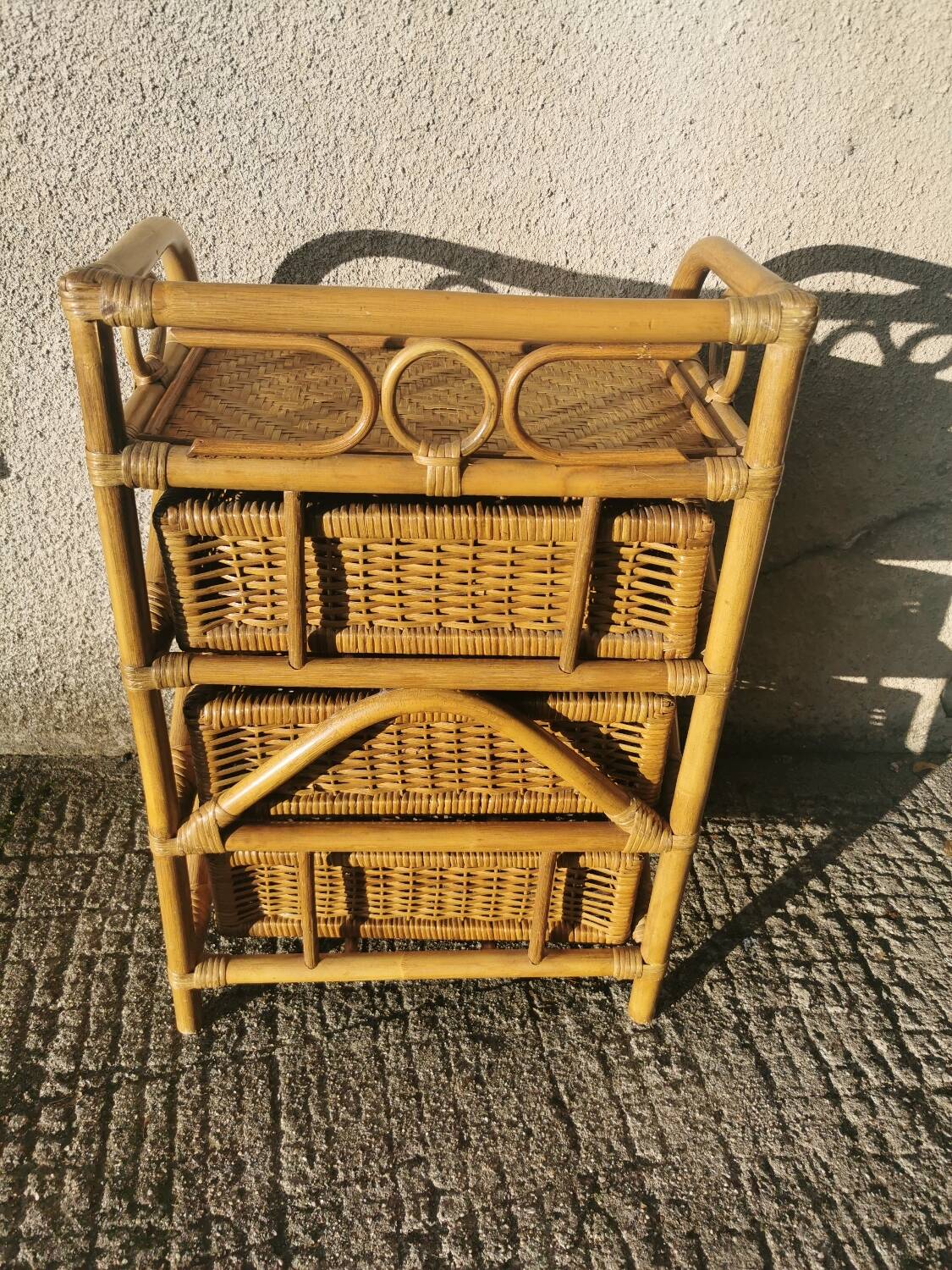 Rattan chest of drawers, bedside table with 3 drawers