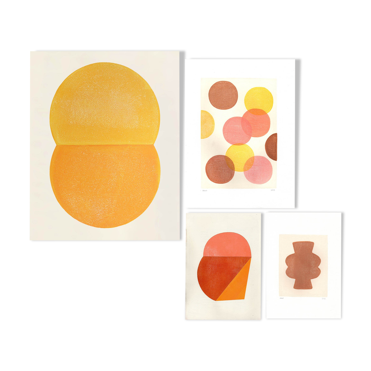 Ensemble de 4  peinture sur papier signées eawy