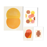 Ensemble de 4  peinture sur papier signées eawy