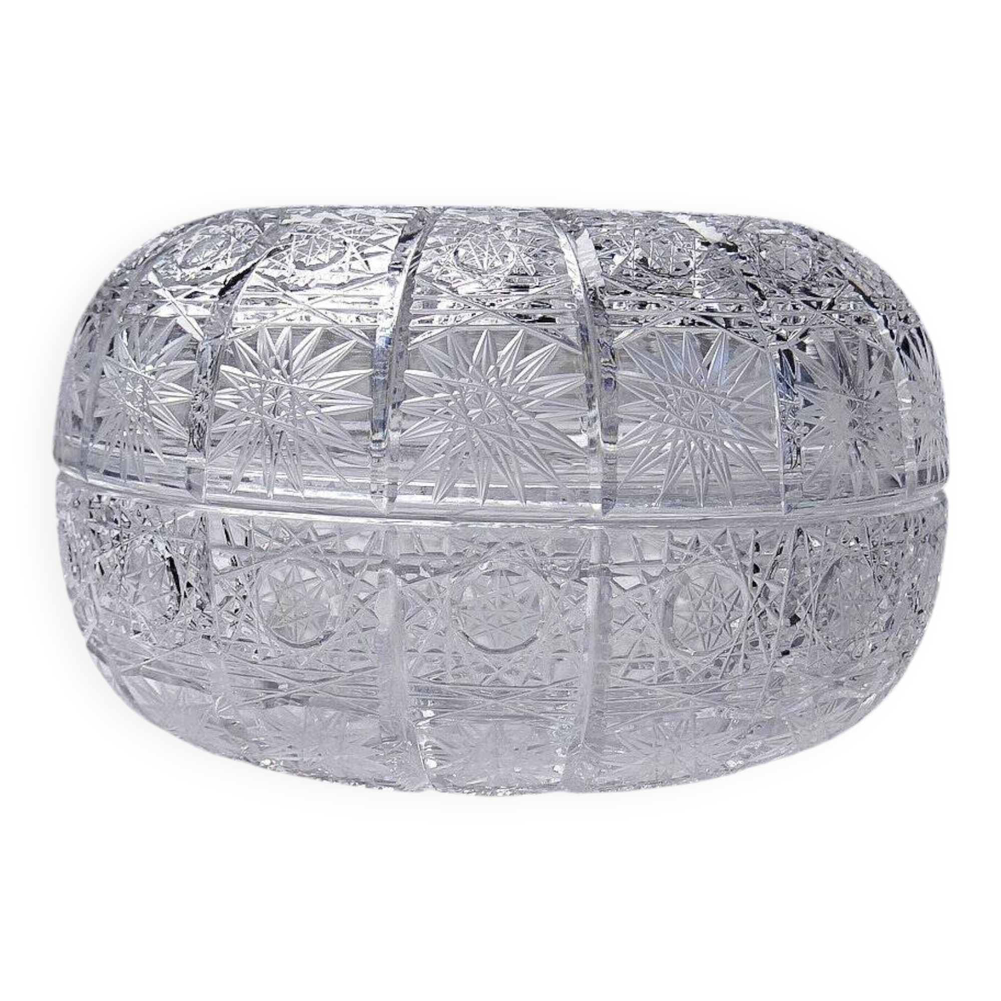 Large cut crystal box from Bohemia "Queen's Lace" vintage