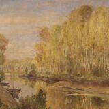 Landscape painting signed A. Corradi, 1950s