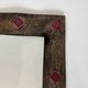 Ceramic Framed Mirror in Bronze with Red Cabochons. French Work.