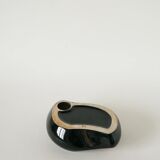 Ceramic catchall, free form, black and pink, 1970.