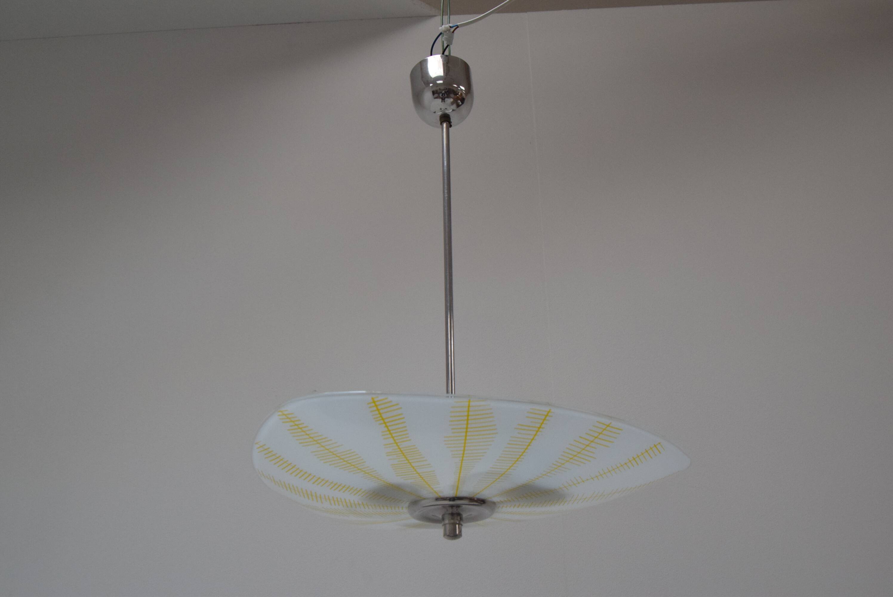Mid-century glass pendant by Napako, Czechoslovakia, 1970s.