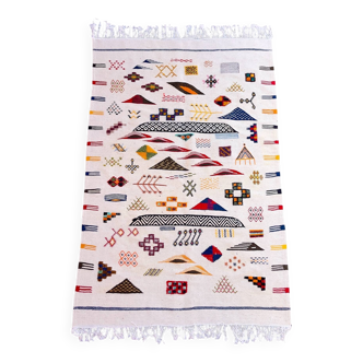 Moroccan kilim rug, handwoven Berber hallway rug in wool.