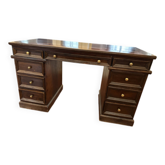 Mahogany wood desk 9 drawers