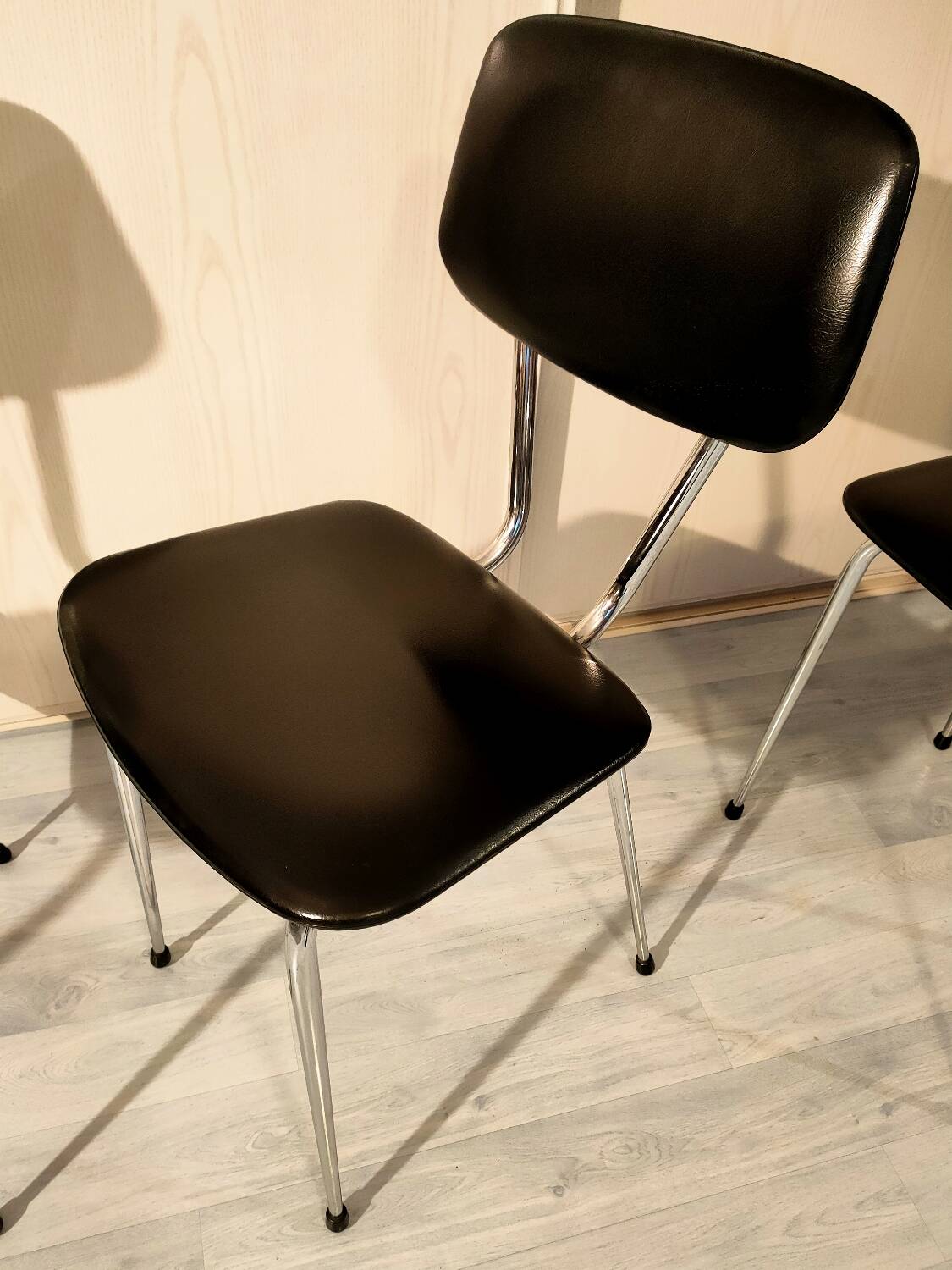4 vintage chairs in black skai