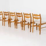 Set of 6 brutalist chairs in oak by Henning Kjaernulf