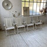 4 white wooden garden chairs