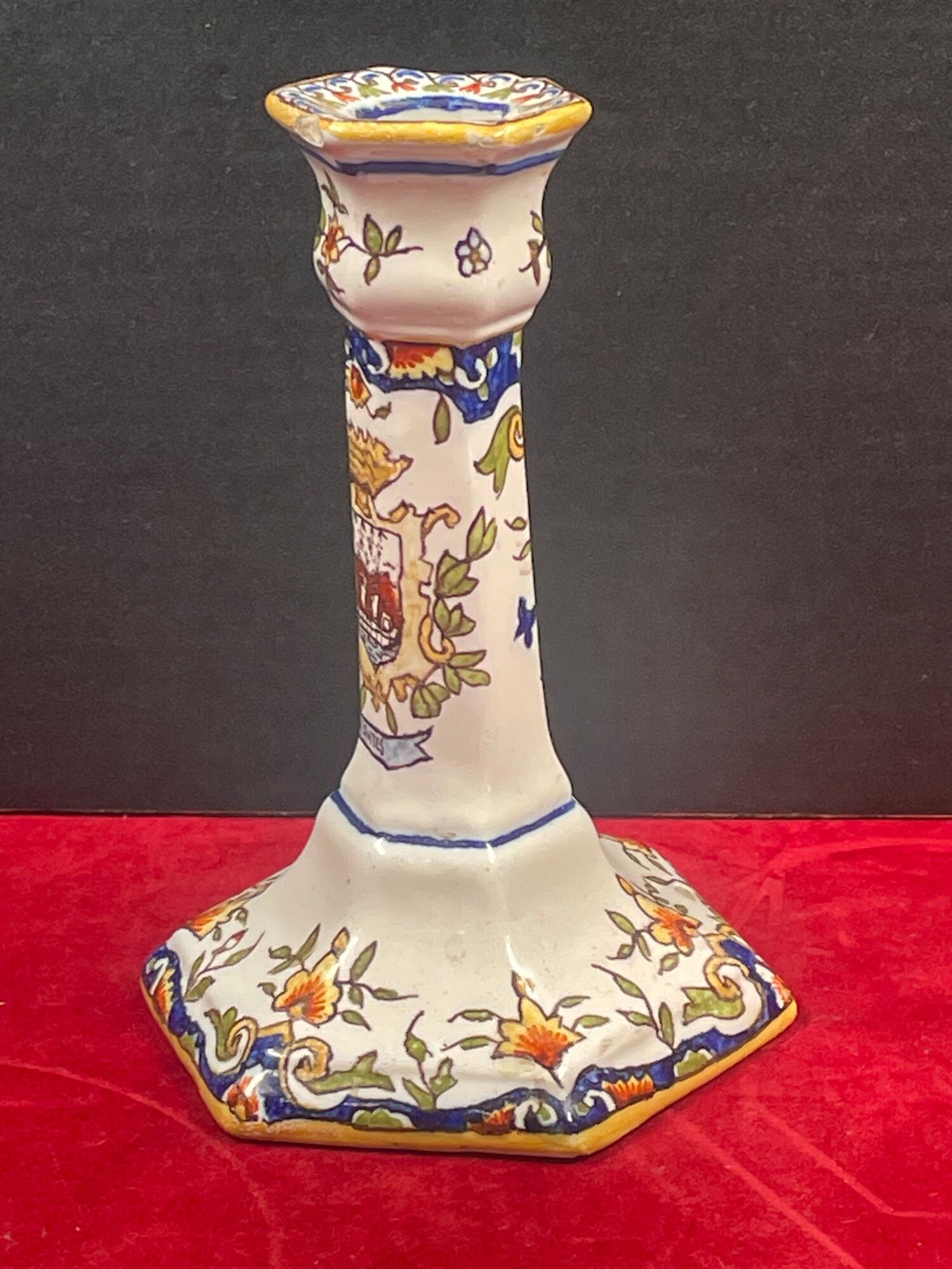 Candle holder in earthenware of Desvres