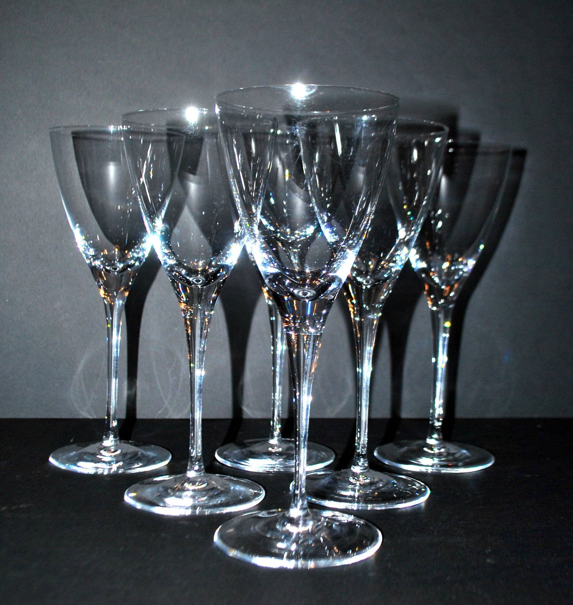 Set of 6 BEAUBOURG white wine glasses in Sèvres crystal signed 19cm