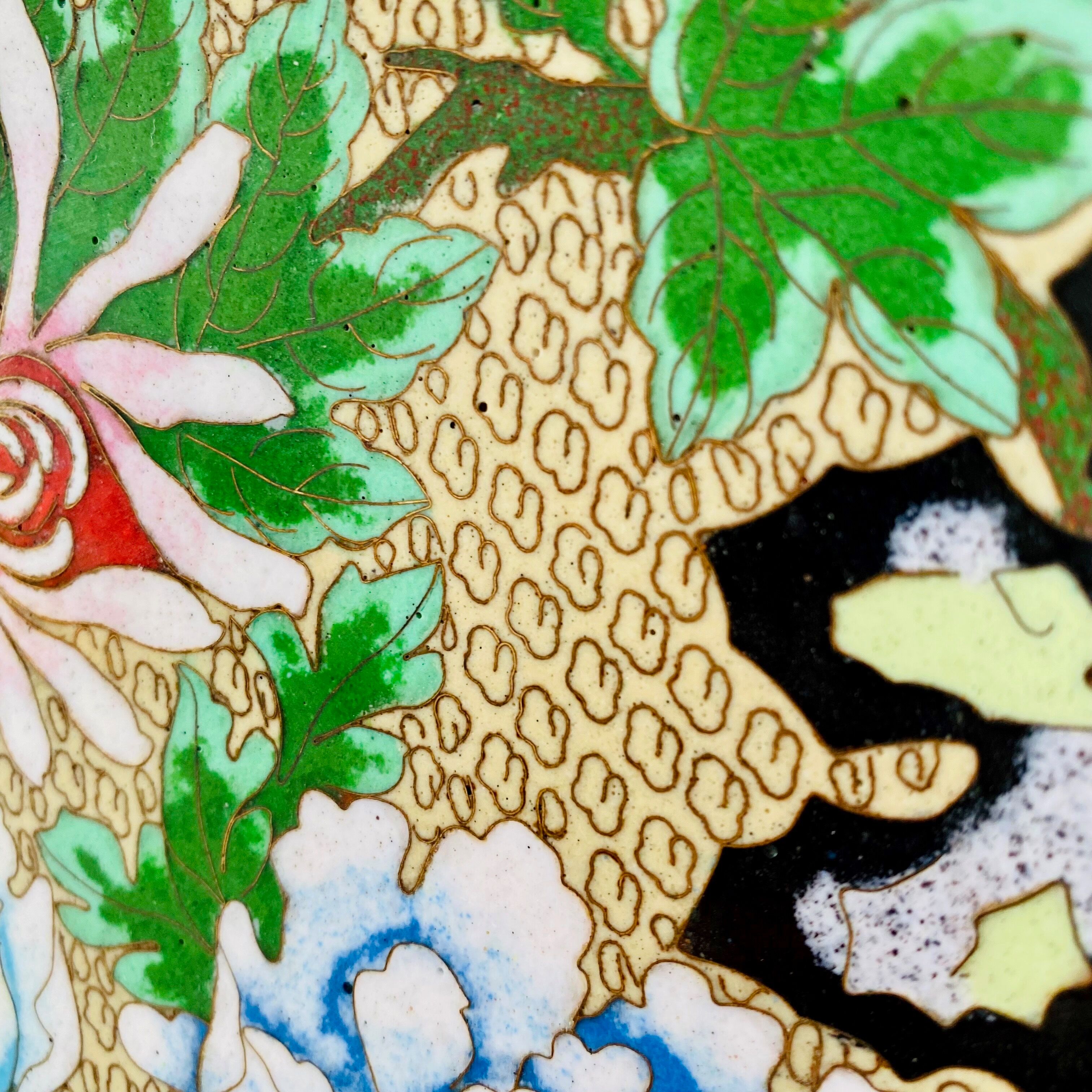 Cloisonne plate, vintage enamel plate