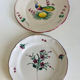 Pair of plates Les Islettes with bouquet and peacock