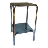 Console end table in chrome metal and smoked glass Space Age
