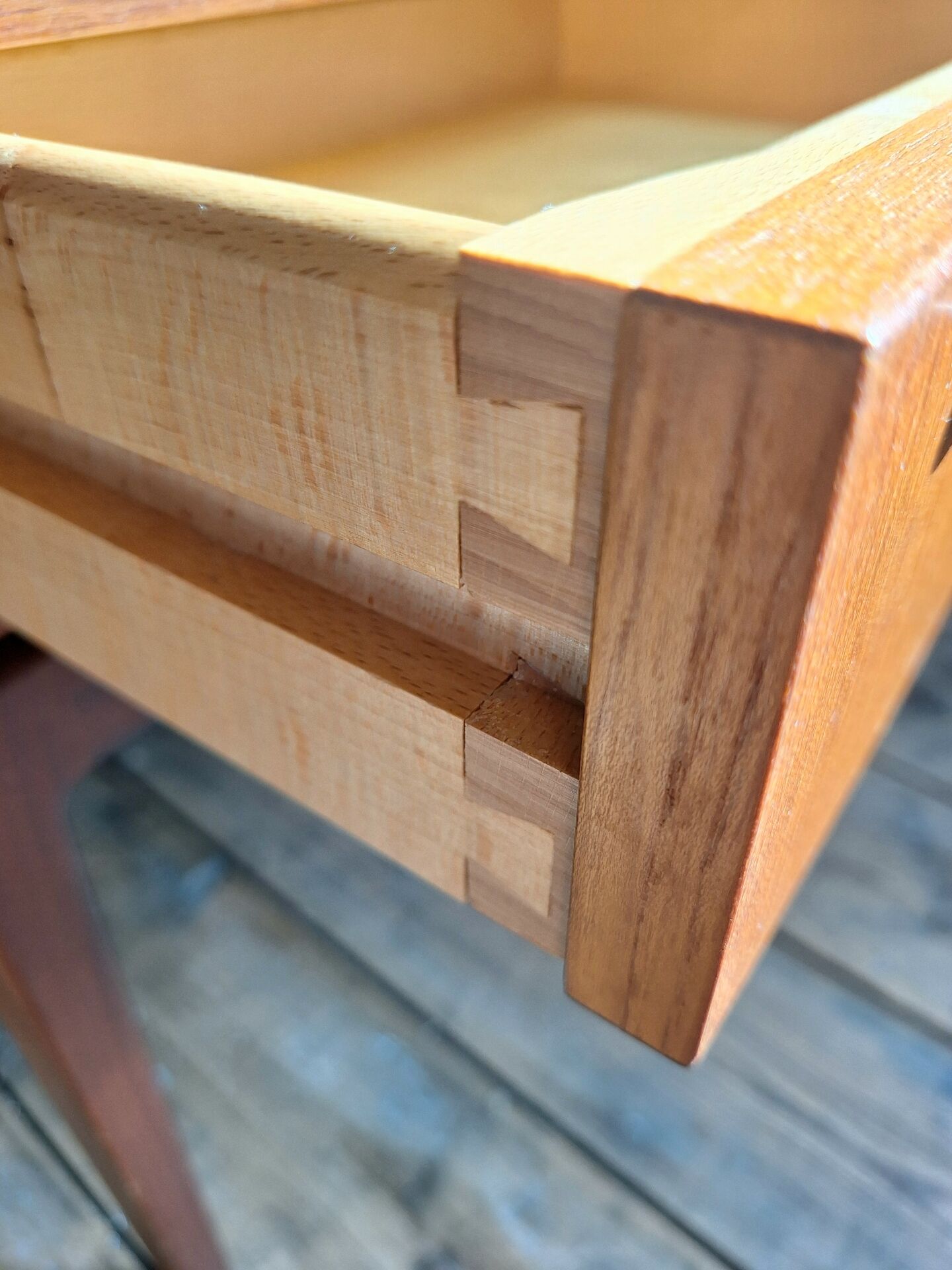 Vintage teak bedside table, Scandinavian design nightstand, accent furniture.
