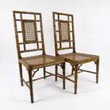 Pair of faux bamboo dining chairs, 1970s