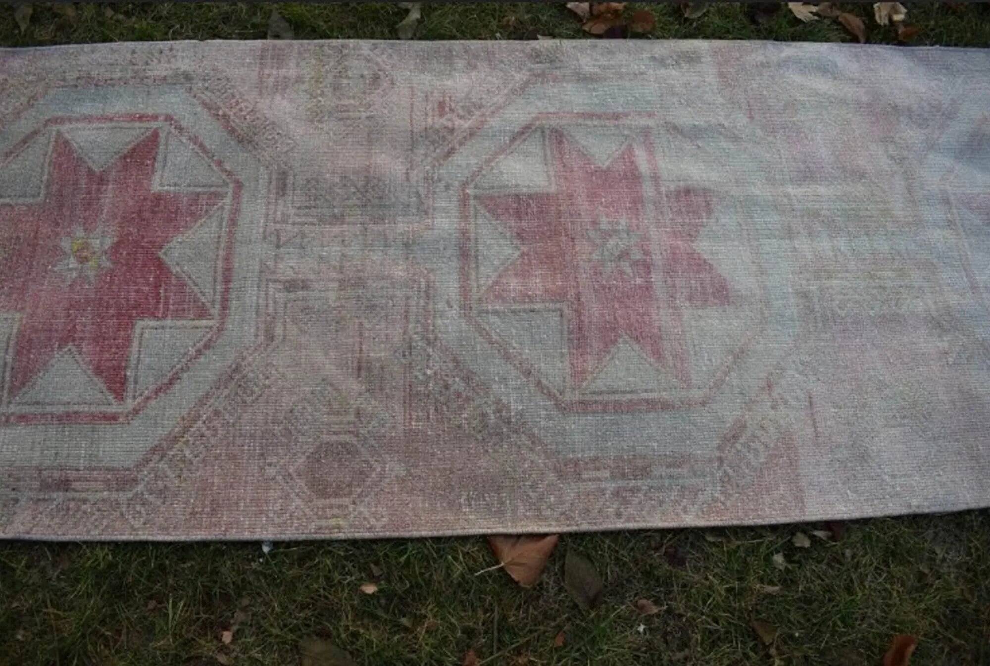 Vintage Turkish hallway rug 87x385 cm
