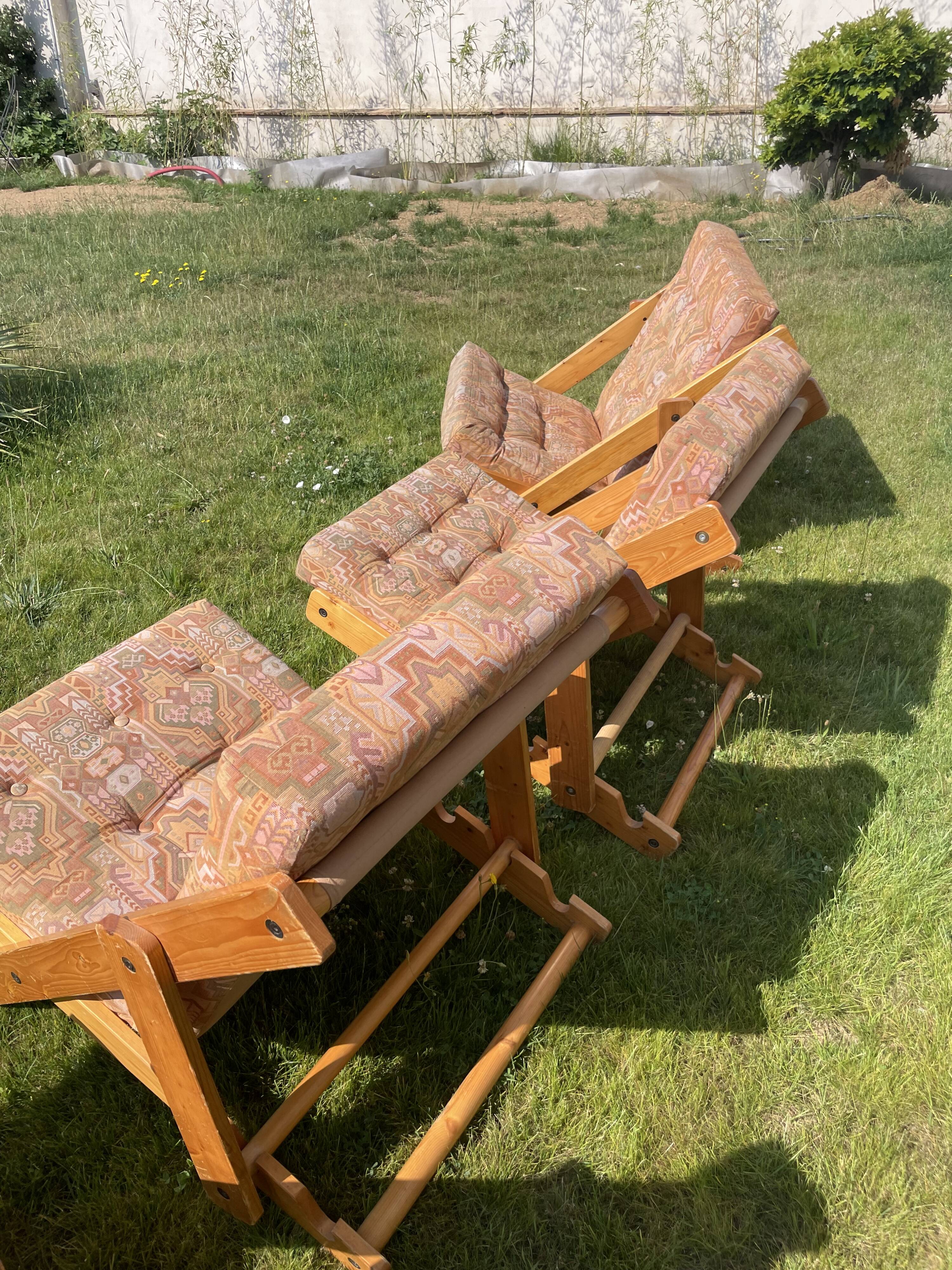Lot 4 transats en pin Fatöli Kontiki Ikea 1970