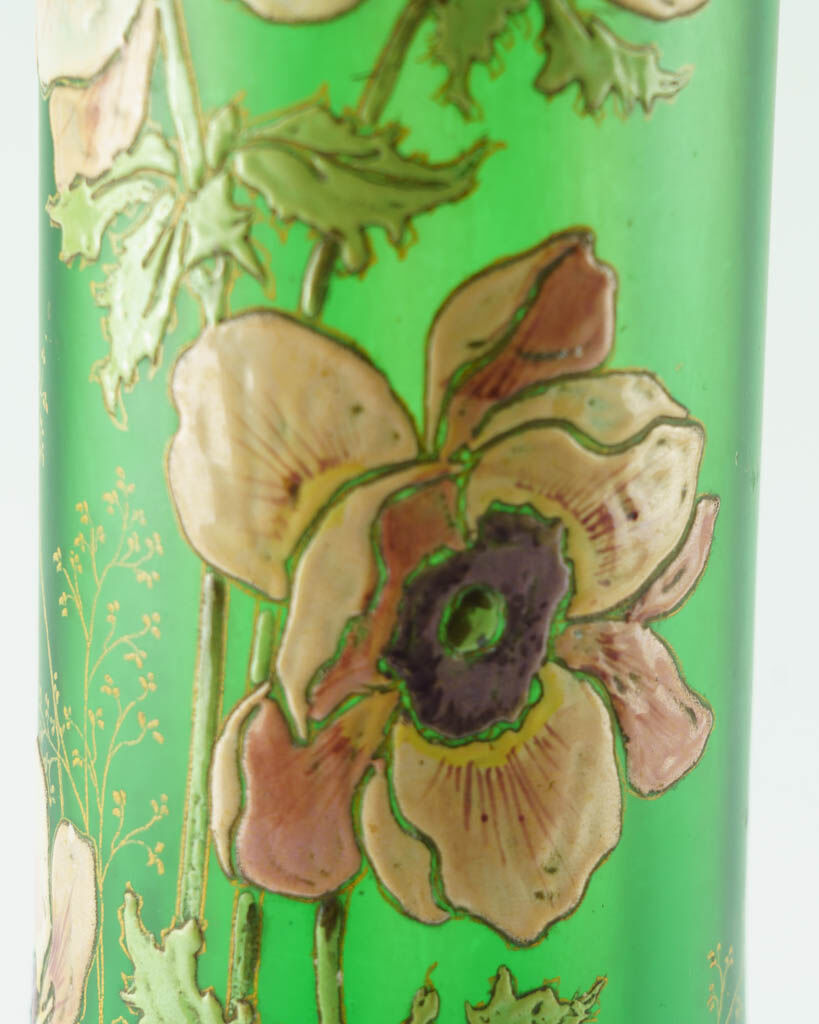 Vase Legras vert bouteille art nouveau