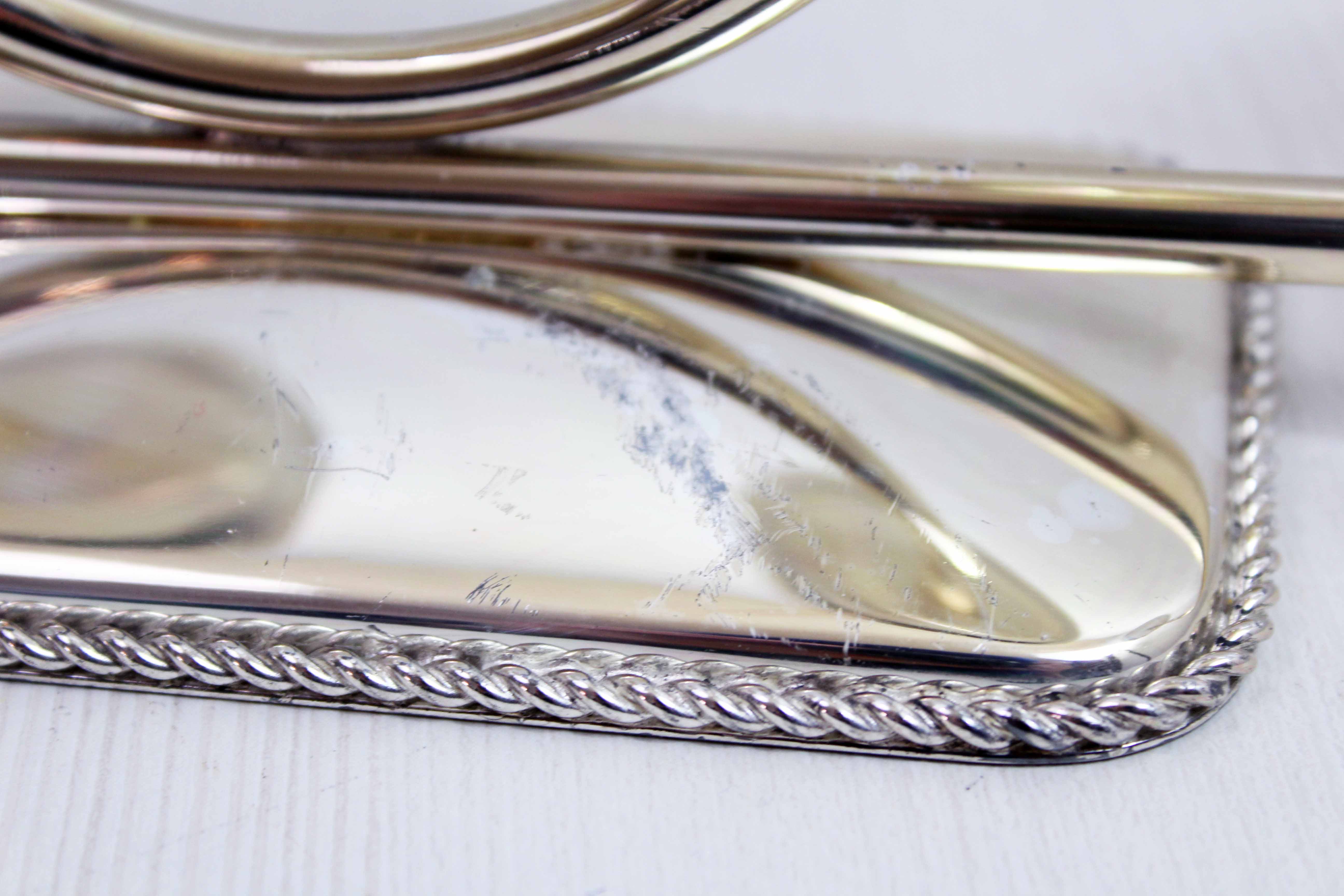 Silver metal candle holder