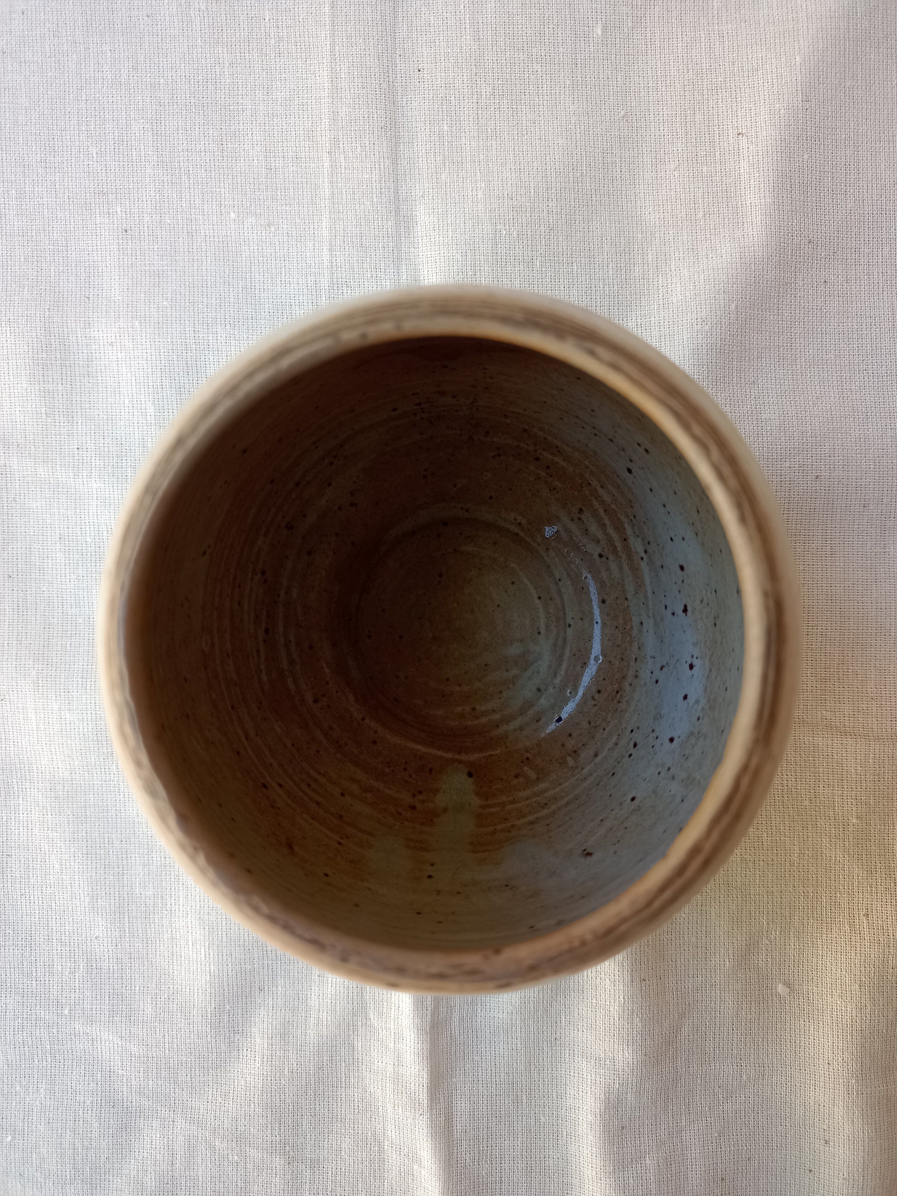 Vintage ceramic vase with beige glaze