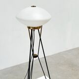 Elegant Italian floor lamp with a white opaline shade.