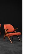 Vintage scandinavian modern oak & crimson fabric nya flugan armchairs from bröderna anderssons