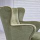 1960s, Scandinavian armchair, green furniture velour, oak wood legs.