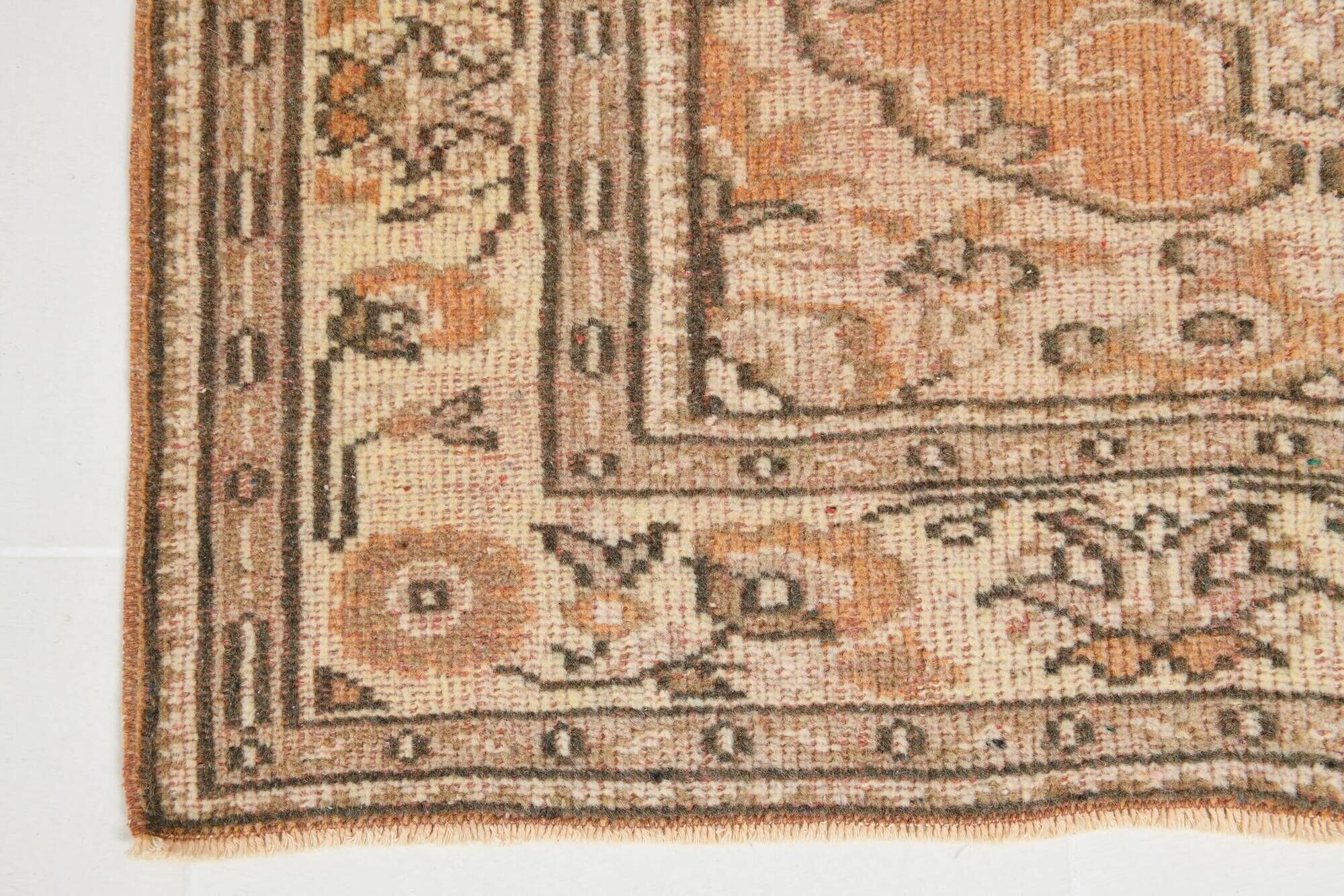Tapis Oushak Vintage, Laine Fait Main, Beige et Pêche, 168x257 Cm