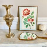 Botanical flower plank framed brass