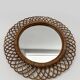 Italian Circle Rattan Bamboo Wall Mirror, 1960s