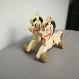 Attelage chevaux bois