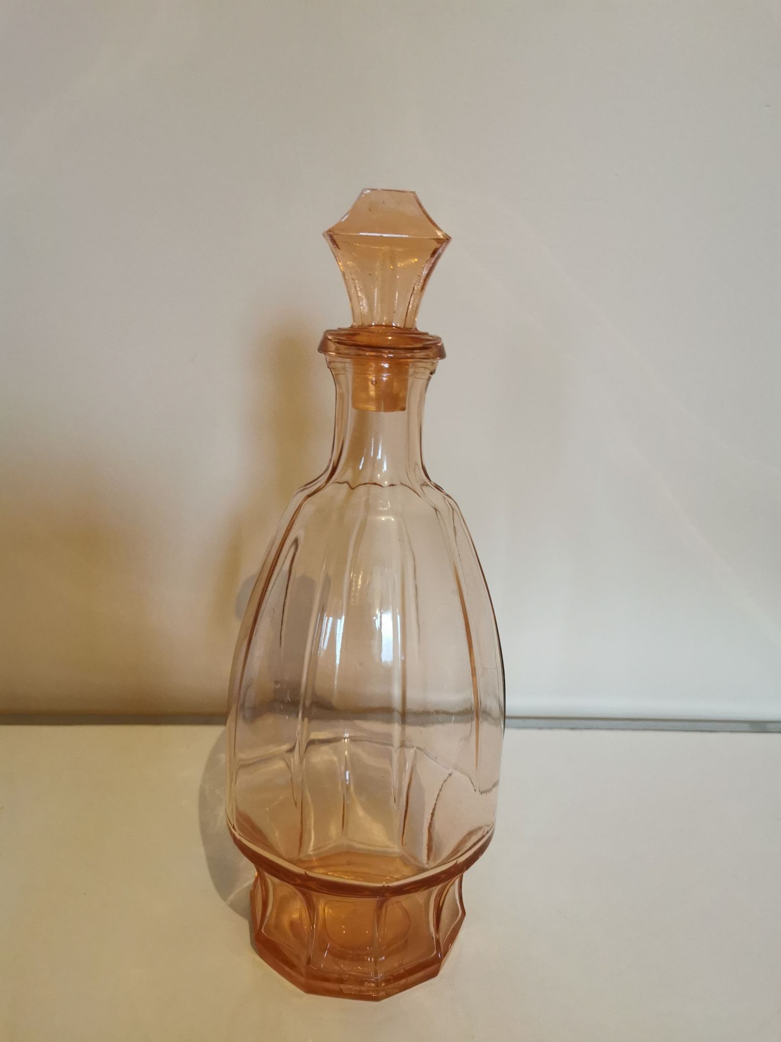 Art Deco glass carafe in amber colour.